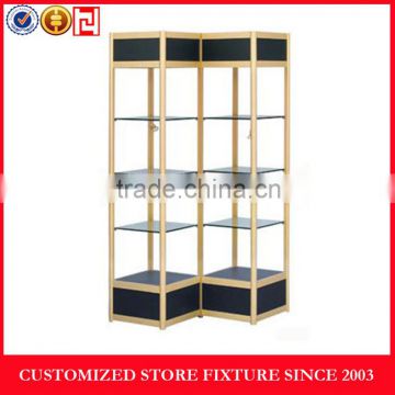 Customized design glass display showcase with lights