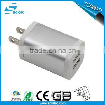 Aluminum dual usb wall charger