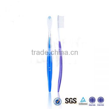 Good quality hotel disposable toothbrush with toothpaste/handle:transparent+injected color