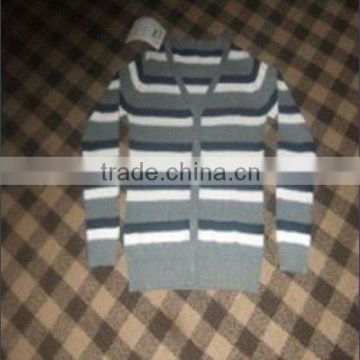 High Quality Stripe Cardigan Lady's Sweater
