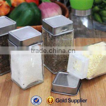 2016 high quality kitchen accessory square glass salt jar