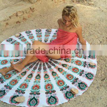 72" White Tapestry Round Mandala Tapestry Roundie Round Yoga Mat Mandala Roundie Indian tapestry Wholesaler Large Roundie