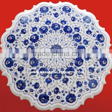 White Marble Inlay Dining Table Tops, Round Marble Dining Table Top