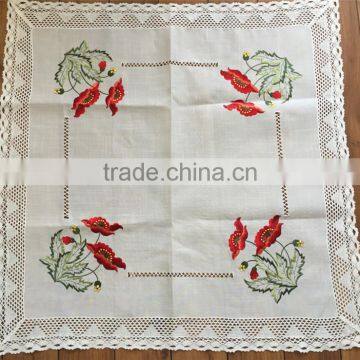 embroidery designs linen tablecloth with lace