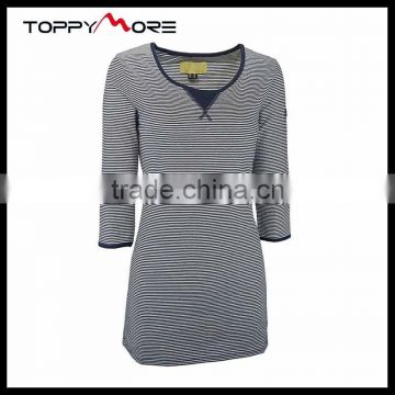 T056-3545N Long T-shirt For Lady Long Sleeve T-shirt Dress Custom With Stripe