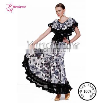 AB021 Chinese Ink Flower ballroom dance costumes manufacturer