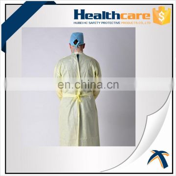 Isolation gown yellow, sterile isolation gown,tie-back disposable isolation gown
