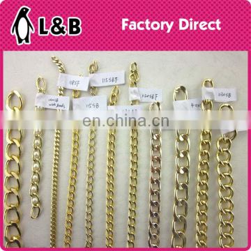 wholesale custom made design aluminum chain in silver or gold bag chain