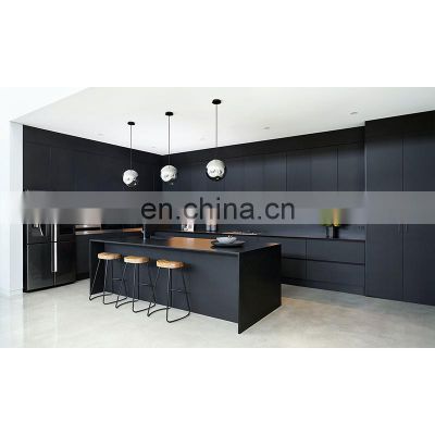 2021 New Customized wholesale matt luxury black contemporary melamine design modern kitchen cabinet