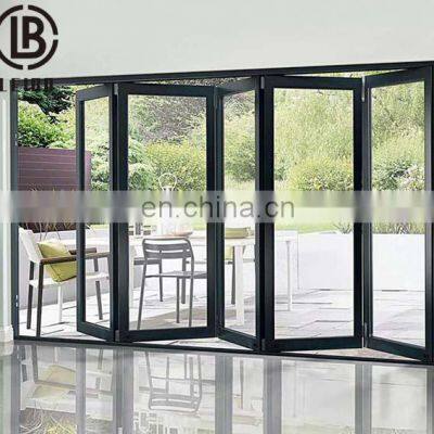 Patio accordion black glass aluminum folding doors designs