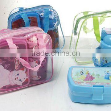 high quality gifts kids food lunch box/water bottle as with pvcbag packing
