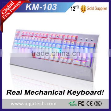 104Keys Bigatech KM103 RGB Backlit USB Wired Mechanical Gaming Keyboard MX Blue Switches For PC Game LOL Dota