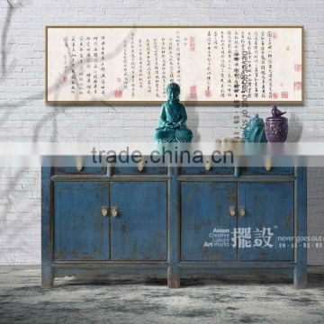 Chinese antique dark blue Shanxi elm wood distressed vanity cabinet