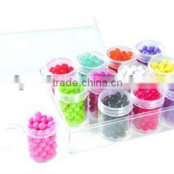 Jewelry plastic bead box Clear Rectangle Acrylic Box With 12 Scrw-top Vials