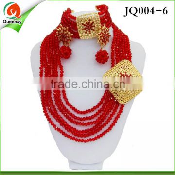 JQ004-6 Attractive Red African Beads Jewelry Set For 2016