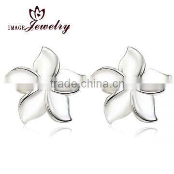 Wholesale rhodium plated 925 sterling silver gemstone flower earring