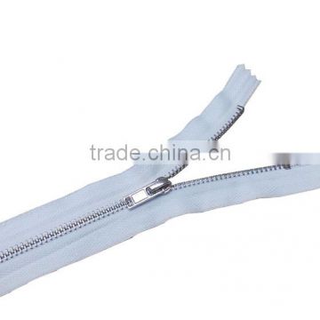 3# White and black close-end silver metal zipper for overcoat decpration