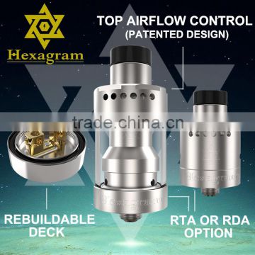 2016 The Hot E Cigarette airflow Control tank Hexagram RTA atomizer