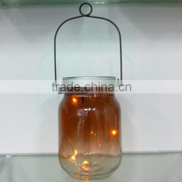 Coffee color glass bottle shape battery operation decorative led garden light mason jar