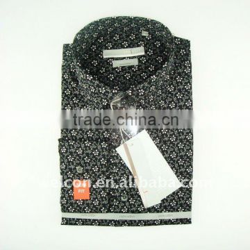 Men's classic business dress silk cotton long sleeve Europe style floral shirt