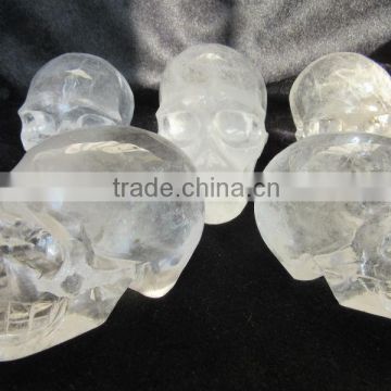 Natural Special shaped Clear white Rock Quartz Crystal Skulls