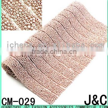 golden glass beads hot fix mesh for clothes decoration