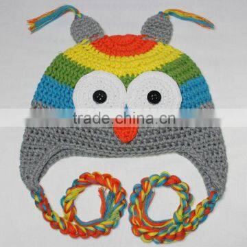 Toddler Baby Crochet Owl Ear Flat Beanie Hat FCK-119070850