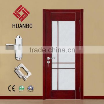 Latest design interior wooden veneer doors insert glass with frame(BL-315)