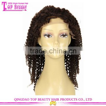 7A Grade Virgin Brazilian Hair 180% density kinky curly silk top human hair lace front wigs with bang