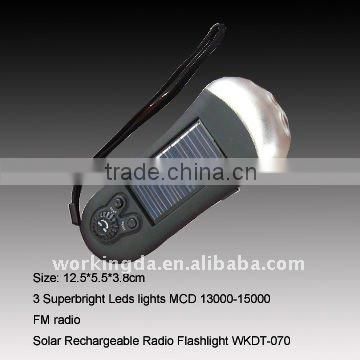 3 Led Mini Compact Solar Power Flashlight Radio