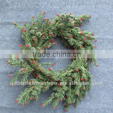 Artificial Green Tree Foliages with Red Berry Garland