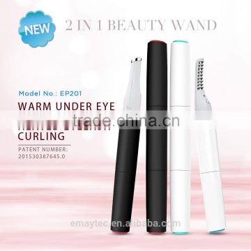 New arrival 2 in 1 beauty wand with warm under eye micro massager and heated eyelash curler