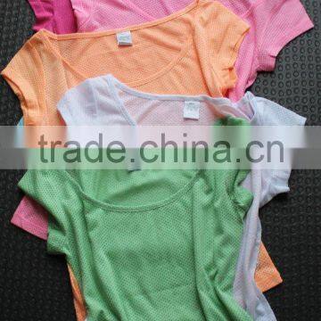 ladies fitness clothing,oem designer casual100%polyester mesh lightweight t-shirt