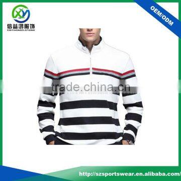 2016 fashionable mens striped pattern zip collar golf shirt