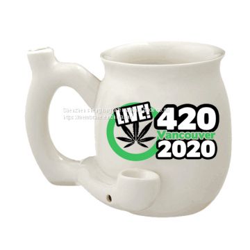 Amazon best selling high quality All in One Mug Cup Wake and Bake Ceramic tobacco smoke piepe mug with logo