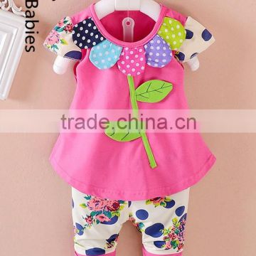 Toddler boutique outfits 2016 baby girls design top and capri pants