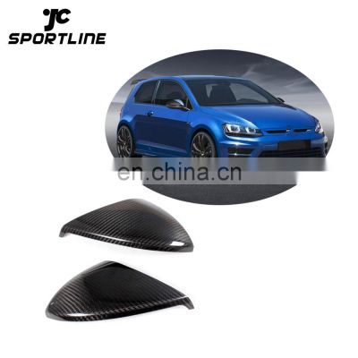 Carbon Fiber Rear View Side Mirrors Cover Caps For Volkswagen VW Golf 7 VII GTI MK7