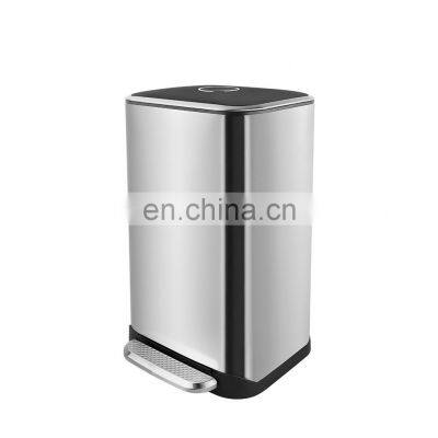 New design kitchen compost bin 32L Large Metal Kitchen Garbage Bin with Soft Close lid  Pedal Stainless Steel Rubbish Bin