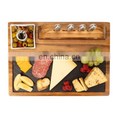 Wholesale High Quality Restaurant Rectangle  Bamboo Cheese Cutting Board And Knife Set