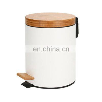 Entry-level basic 3L 5L 12L 20L 30L stainless steel round pedal bin bamboo lid soft close inner bucket home bathroom kitchen