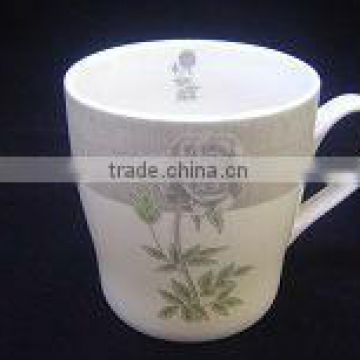 white bone china coffee mug with customized logo print, promotion gift mug