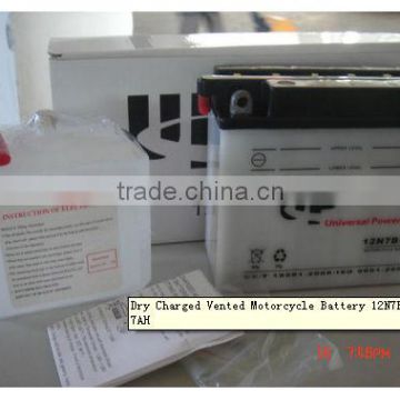 Dry Charged Vented Motorcycle Battery 12N7B-3A 12V7AH