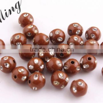 Brown Color Chunky Sparkly Acrylic Solid Rhinestone Bling Beads 4mm to 12mm Wholesales Jewelry