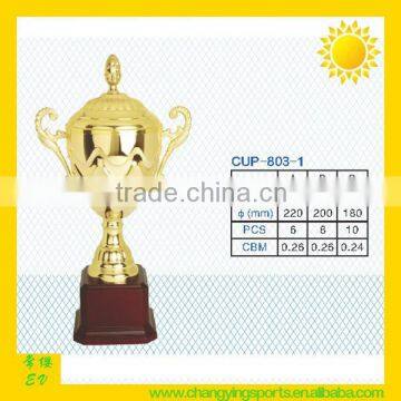 803 YIWU EV Sport Metal Trophy Cup Wooden base Wholesale