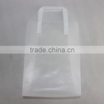 White Opaque Biodegradable Plastic Trifold Handle bag for shopping made in Dongguan Of China