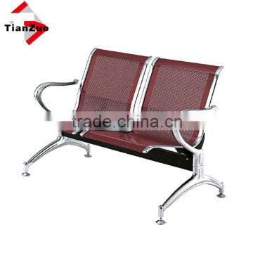 Two seater perforated chromed steel waiting room chair