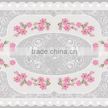 2015 Newest transparent printed all-in-one floral plastic tablecloth piece/roll