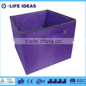 pure color printing non-woven fabric storage box with handles purple