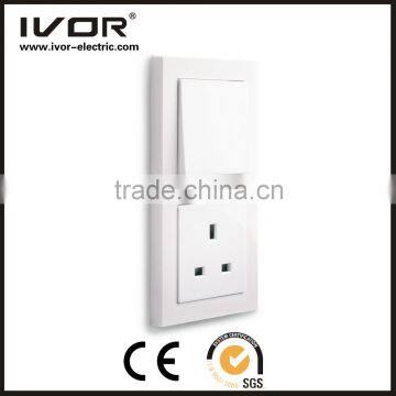 2016 new design IVOR plastic panel mechanical socket and push botton light switch