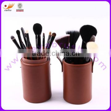 Cosmetic Brushes Set with Aluminium Ferrule and Wooden Handle